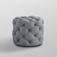thumbnail image 4 of Inspired Home Sandy Linen Ottoman Allover Tufted Round Modern Contemporary 1 PC, Light Grey, 4 of 7