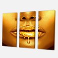 thumbnail image 3 of Designart Gold Paint Drips From Sexy Woman Lips Canvas Wall Art, 3 of 4