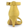thumbnail image 2 of BLISSFUL STEP Women's Shoes Faux Suede Ankle Strap Kitten Heel Slide Straps Solid Sandals  Yellow 8.5, 2 of 8
