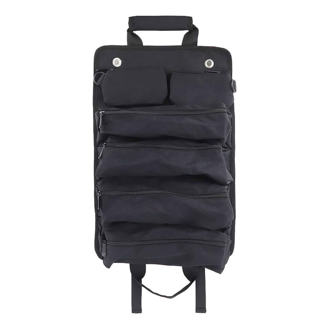 Sac à Outils Enroulable, Organisateur de Quincaillerie Multifonction, Poches Zippées pour Outils, Réparation Automobile, Menuiserie, Rangement de Trousse d'Urgence, Toile de Cire Durable