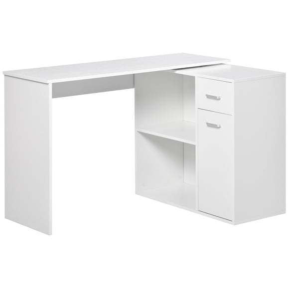 HOMCOM L Shaped Desk Corner Computer Table with Storage for Home Office