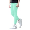 thumbnail image 1 of GDREDA Girls' Basic Solid Full Length Cotton Soft Leggings (Green,7-8 Years), 1 of 6