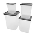 thumbnail image 3 of Mainstays 4 pack Grey Plastic Square Food Storage Container Set, Kitchen Pantry Organizer for Dry Food Storage, 3 of 5