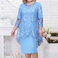 thumbnail image 3 of Womens Plus Size Evening Dress Lace Embroidery Two Piece Set Temperament Fit Dress, 3 of 5