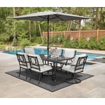 HOMETRENDS Newport 7-Piece Steel Outdoor Patio Dining Set with Cushions, Beige