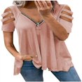 thumbnail image 1 of Women T-shirt  Leopard Printed Pattern Short Sleeve V-neck Tops, 1 of 2