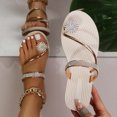 thumbnail image 2 of Pompotops Women Summer Clip-Toe Shoes Rhinestone Flats Casual Beach Sandals, 2 of 9