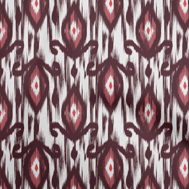oneOone Rayon Maroon Fabric Ikat Sewing Material Print Fabric By The Yard 56 Inch Wide