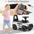 thumbnail image 3 of OLAKIDS Ride On Push Police Car, Toddler Foot-to-Floor Sliding Toy with Siren, Steering Wheel, Megaphone, Horn, Headlights, Under Seat Storage, Kids Racer Walking Gift for Boys Girls 3+ (White), 3 of 9