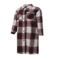 thumbnail image 2 of Women Plaid Windbreaker Coat Button-down Long Sleeve Lapel Jacket With Pockets Fall Spring Outwear, 2 of 6