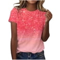 thumbnail image 2 of Jsaierl T-Shirts à Manches Courtes Dégradé Imprimé Scintillant Col Rond Fête Club Tops Été Tendance Décontracté, 2 of 4