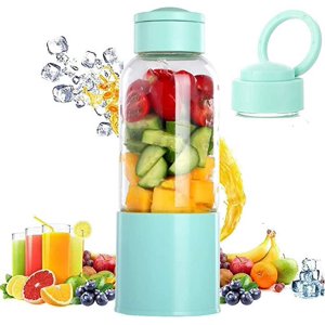 Jinsinto Mélangeur portable, tasse à jus avec 450ml 6 Lames BPA Gratuit pour le sport et les voyages, Mini Blender Blender pour smoothie et milkshake, cadeau de Noël pour la famille (bleu)