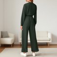 thumbnail image 2 of ShomPort Womens 2PC Matching Set Long Sleeve Crewneck Wrap T-Shirts Drawstring Elastic Waist Loose Pants Going Out Trendy Set, 2 of 7