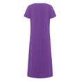 thumbnail image 4 of 2025 Robes Longues d'Été pour Femmes Confortables et Amples Haut Couleur Unie Manches Courtes Robes d'Été pour Femmes Robe Longue Décontractée, 4 of 5