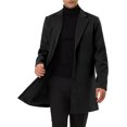 thumbnail image 1 of INSPIRE CHIC Men's Coat Notched Lapel Single Breasted Mid-Weight Long Sleeve Coat 2XL Black, 1 of 7