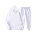 thumbnail image 1 of Innerwin Hoodies And Sweatpant Set Solid Color Mens Tracksuit Winter Hooded Warm 2 Piece Hoodie White L, 1 of 8