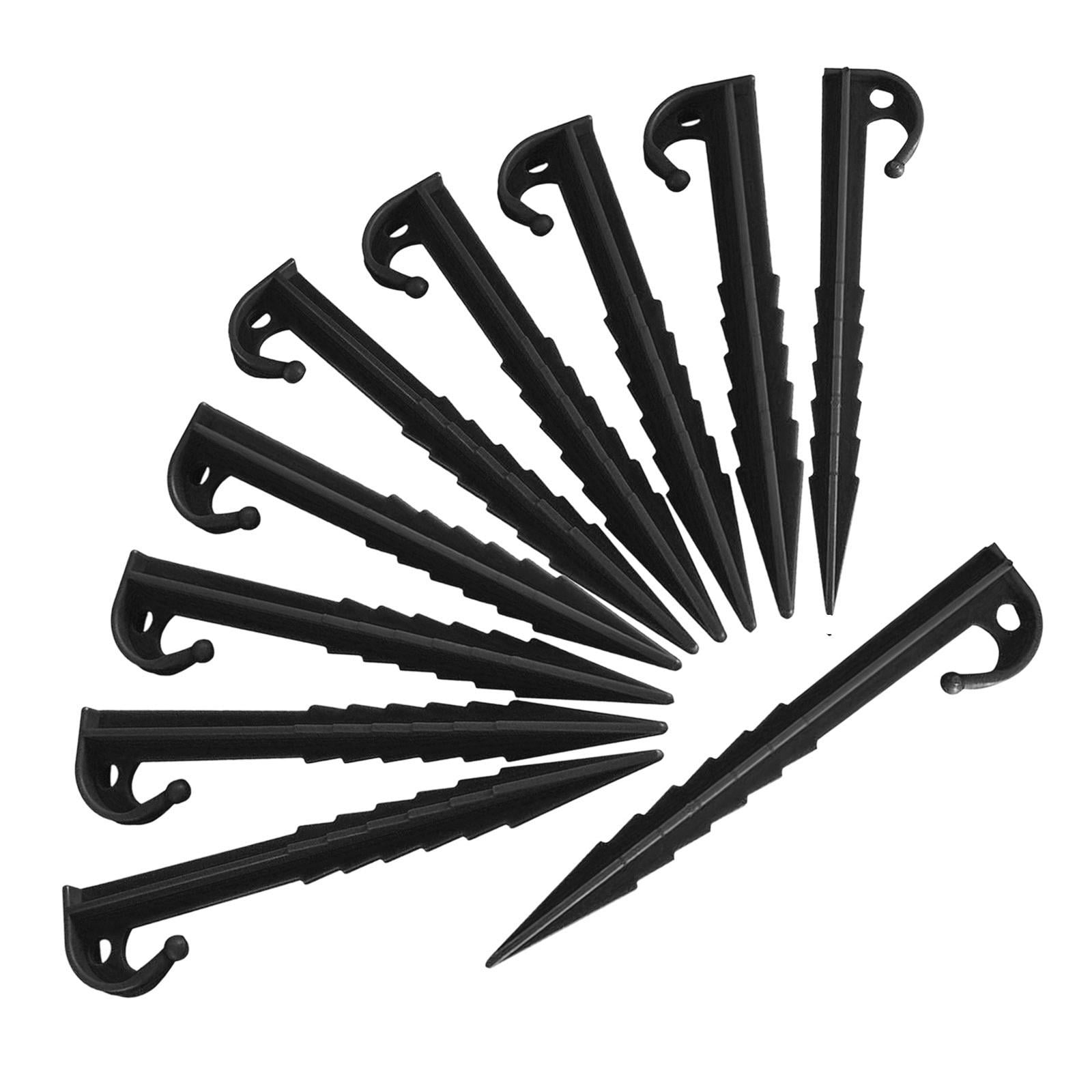 10 Pieces Lightweight Tent Stakes Tarp Pegs Ground Nails Rust- Wind Black