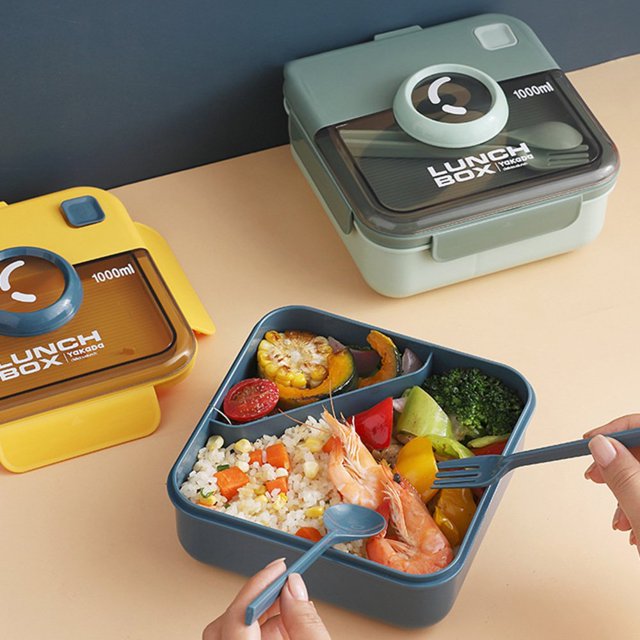 2 Compartments Bento Lunch Box Leak Proof Food Storage Container for Office School Daily Use