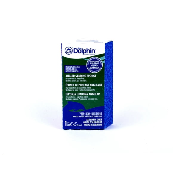 Blue Dolphin Dual Angled Sanding Sponge Medium/Coarse 5" x 3" x 1" Thickness