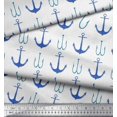 thumbnail image 2 of Soimoi White polyester Crepe Fabric Anchor Hook Nautical Printed Fabric 1 Yard 52 Inch Wide, 2 of 3