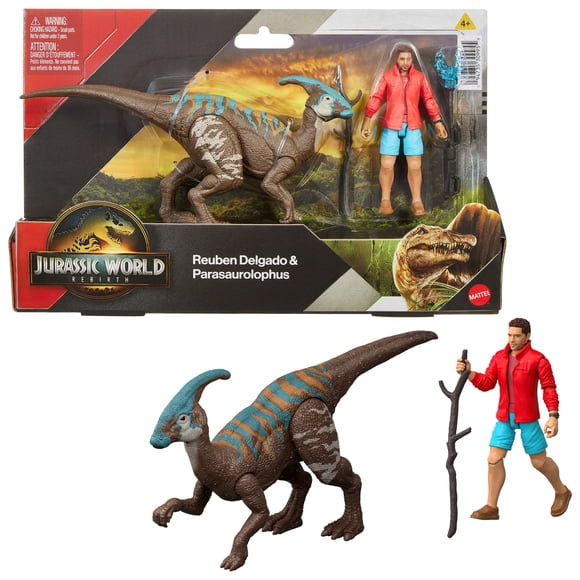 Jurassic World Rebirth Reuben Delgado & Parasaurolophus Figures Pack, 3.75-inch Scale - Walmart Exclusive