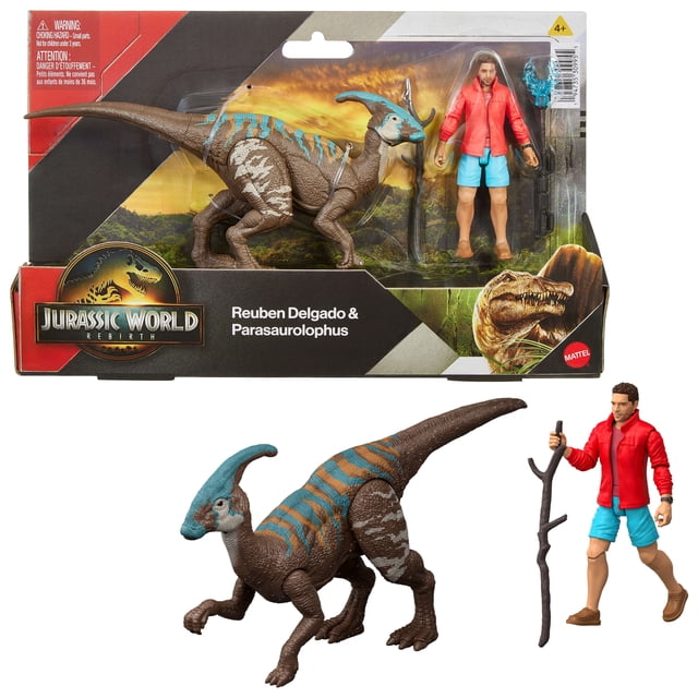 Jurassic World Rebirth – Coffret fig. –Reuben Delgado, Parasaurolophus - Walmart Exclusive