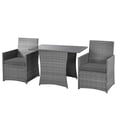 thumbnail image 4 of Patiojoy 3PCS Patio Rattan Furniture Set Outdoor Wicker Table & Chair Set w/Cushions Gray, 4 of 6