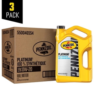 Pennzoil Platinum Full Synthetic 0W-20 Motor Oil, 5 Litre (3 pack)