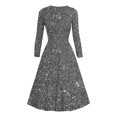thumbnail image 4 of Offre à Durée Limitée Iumwxz Robe à Col en V à Manches Longues pour Femmes Tunique Robe de Performance Robe à Imprimé Brillant Robes Longues pour Femmes Robe Ample et Fluide pour la Rue, 4 of 4