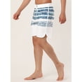thumbnail image 2 of INSPIRE CHIC Men's Striped Beach Shorts Color Block Swimming Drawstring Board Surfing Shorts White Blue 32, 2 of 6