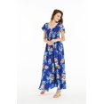 thumbnail image 4 of Women's Hawaiian Maxi Ruffle Sleeve Dress in Hibiscus Blue, 4 of 5