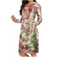 thumbnail image 2 of TIMIFIS Robe Chandail de Noël Laide pour Femme, Manches Longues, Graphique Père Noël Flocon de Neige, Mi-Longue, Chandail à Enfiler, Automne Hiver, Robe à Capuche avec Poches, 2 of 6