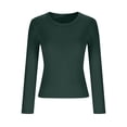thumbnail image 5 of Ailaofu T-Shirts Ajustés à Manches Longues pour Femmes, Col Rond, Coupe Ajustée, Basiques, Unis, T-Shirts à Manches Longues pour Superposition, 5 of 5