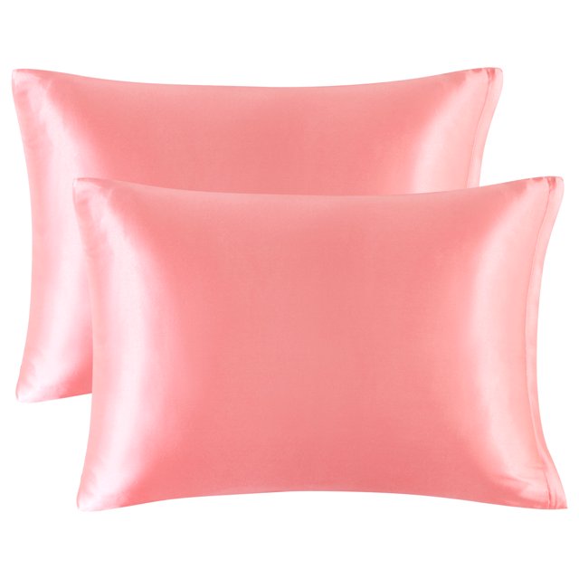 Unique Bargains Taies d'Oreiller en Satin Fermeture Éclair 2 Pcs