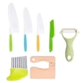 thumbnail image 2 of Cagogo under $5 KidsKnife Set, 7 PieceKidsKnife Set,ToddlerSafe Plastic Fruit Knives,ChildrenCooking Cutter Tools, Mini Chef Kitchen Knife Set, Chopping Vegetable Safe Knives, 2 of 9