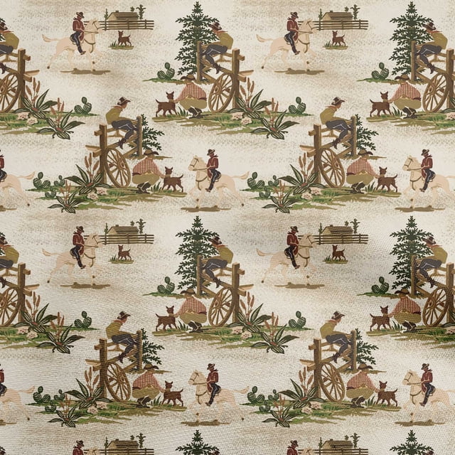 oneOone Polyester Spandex Brown Fabric Cowboy Sewing Craft Projects Fabric Prints By Yard 56 Inch Wide-aB