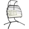 thumbnail image 1 of Outsunny Double Hanging Egg Chair, Foldable Hammock Chair, Cream White, 1 of 2