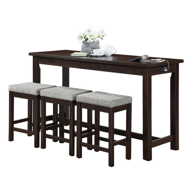 Topline Home Furnishings Counter-height Espresso 4pc Dine Pack
