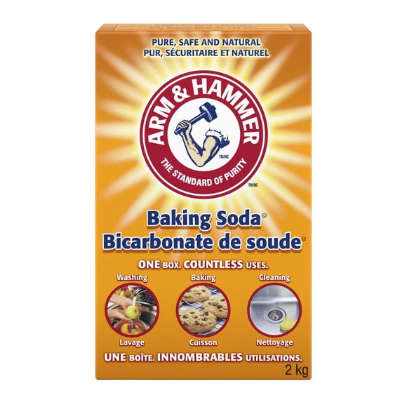 Arm & Hammer Bicarbonate de soude, Nettoyant multi-usages, éliminateur d'odeurs naturel et indispensable pour la pâtisserie, Grand format économique, 2 kg (1 paquet)