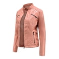 thumbnail image 4 of Veste en Cuir Décontractée pour Femmes avec Col Montant Veste Ajustée Couleur Unie pour Femmes, 4 of 6