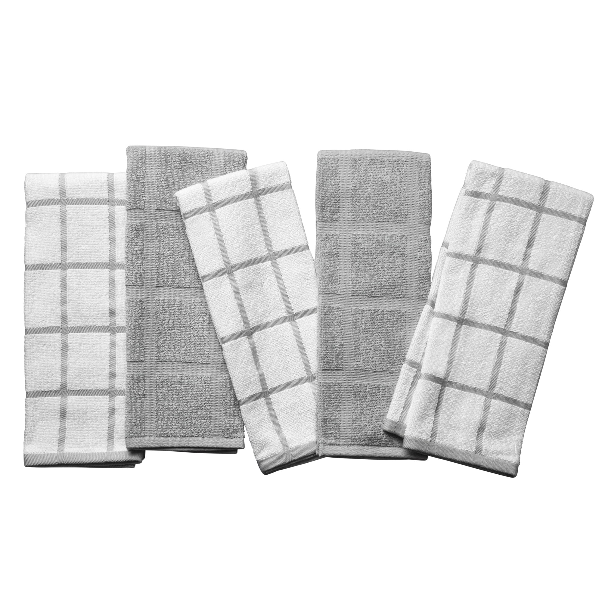 Thyme et Table – Ensemble de 5 torchons de cuisine, gris