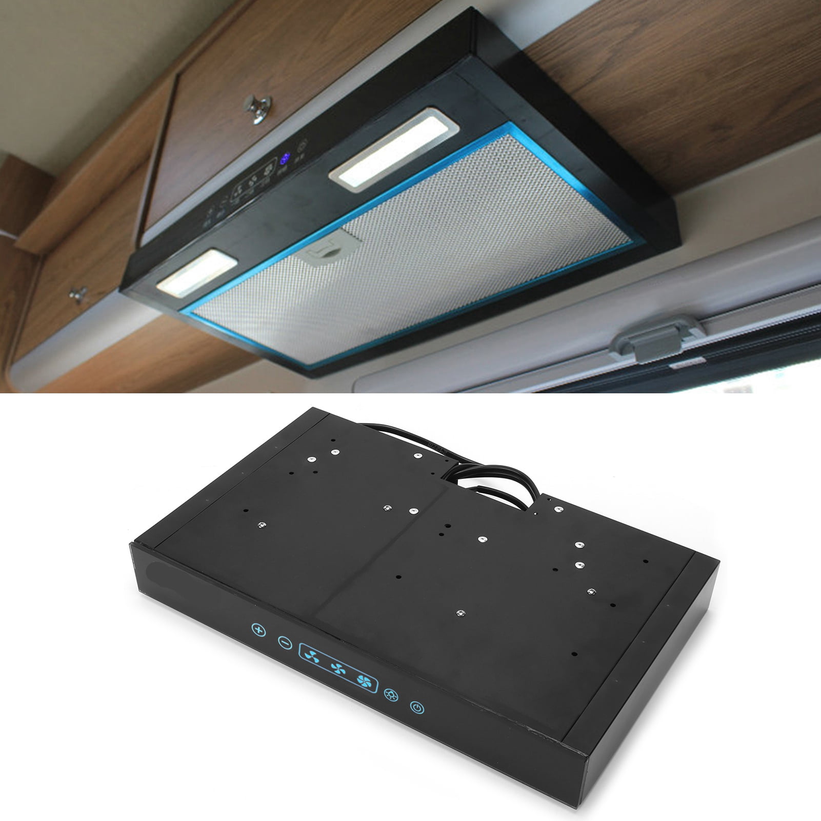 Exhaust 12V Cooking Range Hood 3 Speed Adjustable with Touchable Screen LED Light for RV  Kitchen