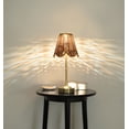 thumbnail image 3 of Merkury Innovations 14 inch Rattan Scallop Shade Portable LED Touch Lamp, Gold Base, 1-pack, 3 of 4