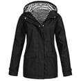thumbnail image 3 of Sentmoon Running Jackets for Women Plus Size Drawstring Hooded Neck Long Sleeve Ladies Winter Coats Zipper Solid Color Windproof Waterproof Windbreaker with Pockets Fall and Winter, 3 of 7