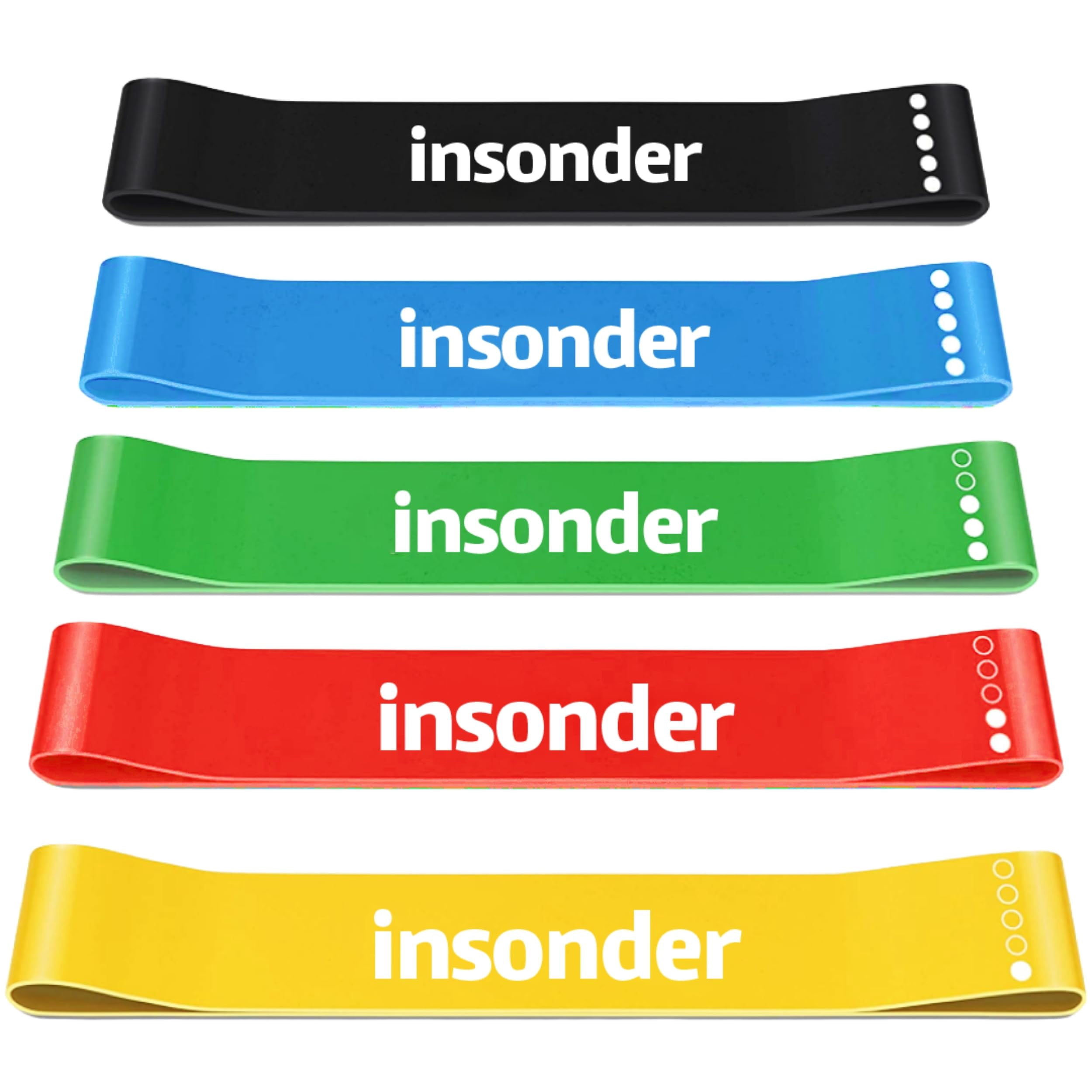 Mini Bands Set - Loop Resistance Bands for Leg Exercise, Fitness, Workout, Stretch (5X) 12 Inch by Insonder