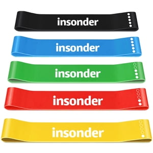 Mini Bands Set - Loop Resistance Bands for Leg Exercise, Fitness, Workout, Stretch (5X) 12 Inch by Insonder