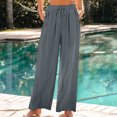 thumbnail image 2 of FNFYFH Clearance Breathable Ladies Linen Pants Solid Color Summer Long, 2 of 9