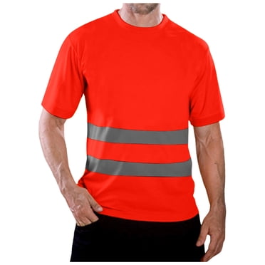 Men's Reflective T-Shirts for Daily Wear Quick-Drying Short Sleeve Construction Work Shirt with Color Block Design