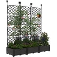 thumbnail image 1 of 3 PCS Raised Garden Bed Kit with Trellis - Lightweight Plastic Planter Box, Vertical Garden Privacy Screen - For Climbing Plants, Vegetables, Flowers - Balcony, Patio, Backyard, 1 of 7