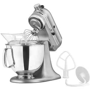 Rénovés KitchenAid KSM150PSCU Artisan Series 5-Qt. Mélangeur de position - En Argent Contour